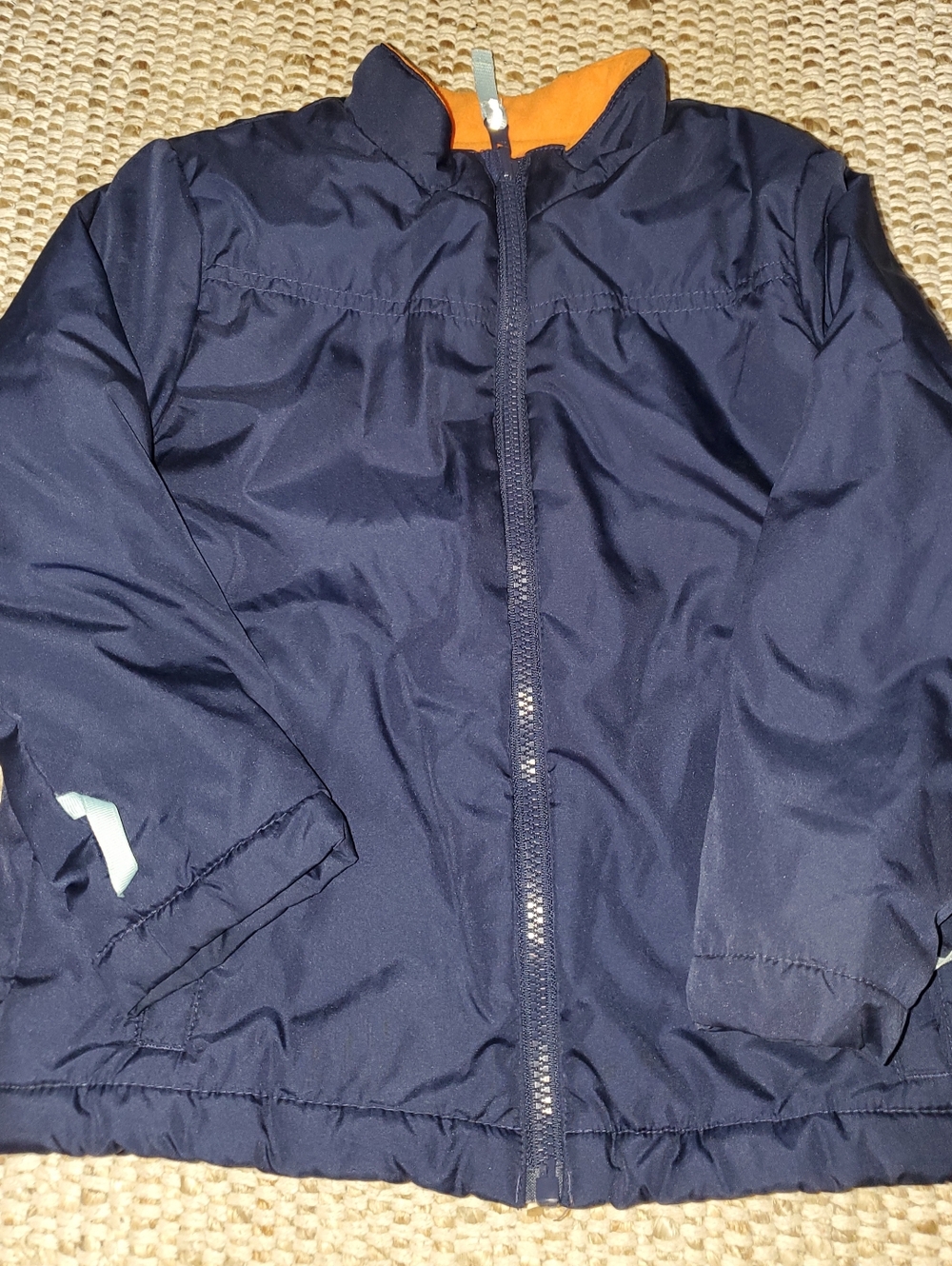 5T Navy Blue Lightweight Kids Jacket with Orange Lining